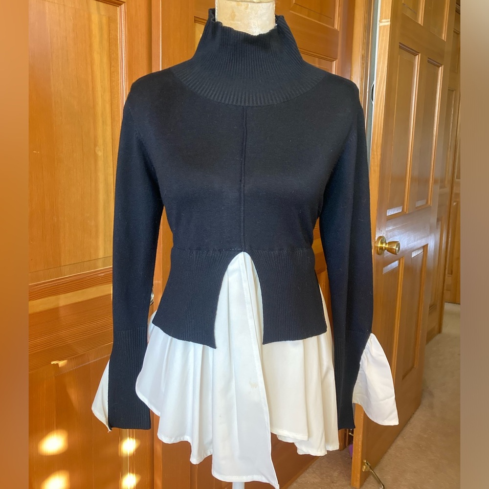 Couture Two Tone Ruffle Hem Sweater - Picture 13 of 16